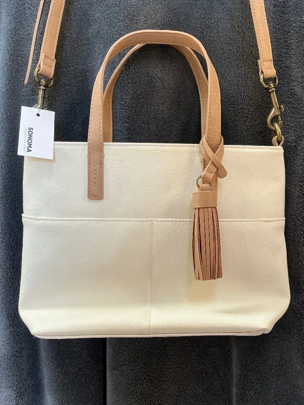 Sonoma Cream and Tan Shoulder Bag NWT